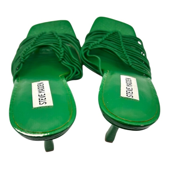 STEVE MADDEN Women's Green Bonds Cage Square Toe Stiletto Heel Mule Sandal Size9 - Picture 5 of 9